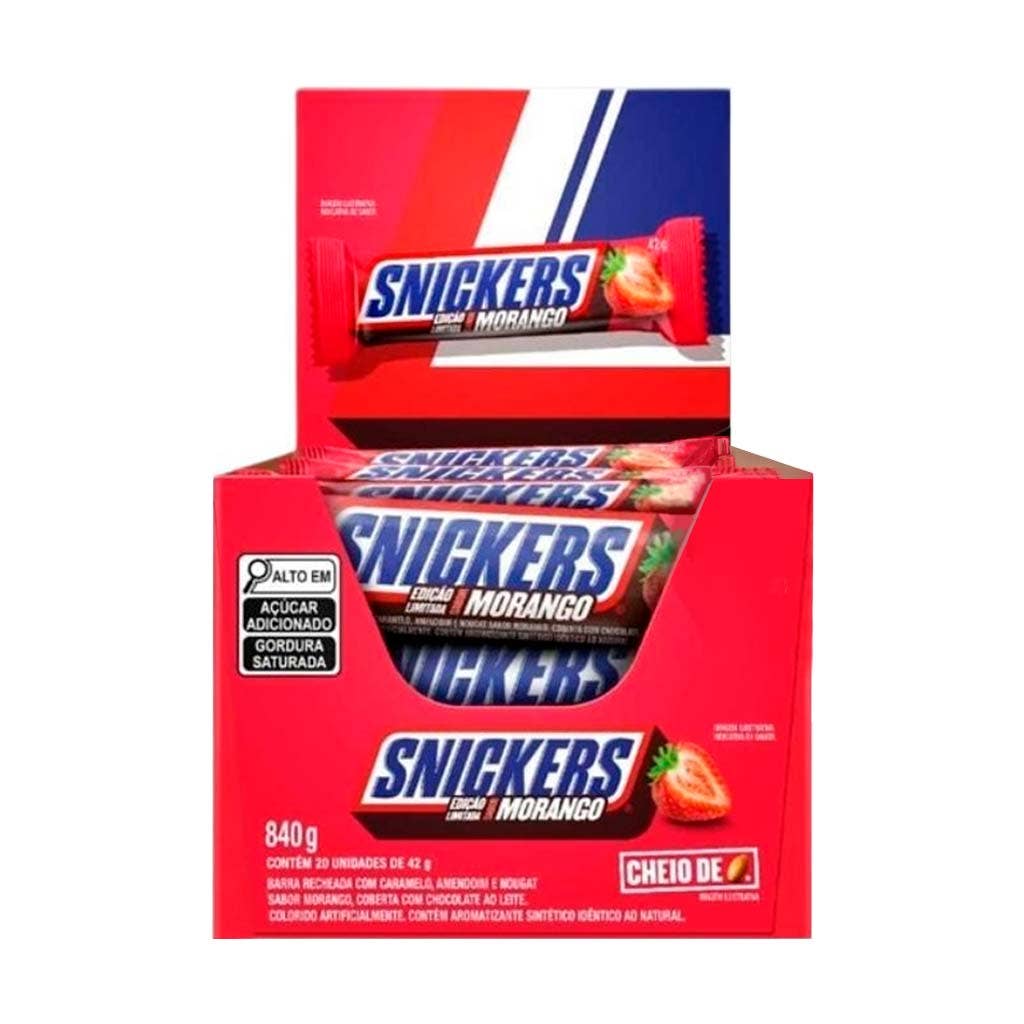 Pops Distro Inc - Wholesale Chocolate Bar - CHOCOLATE SNICKERS SABOR MORANGO (42g) (20ct.) (Brazil)1