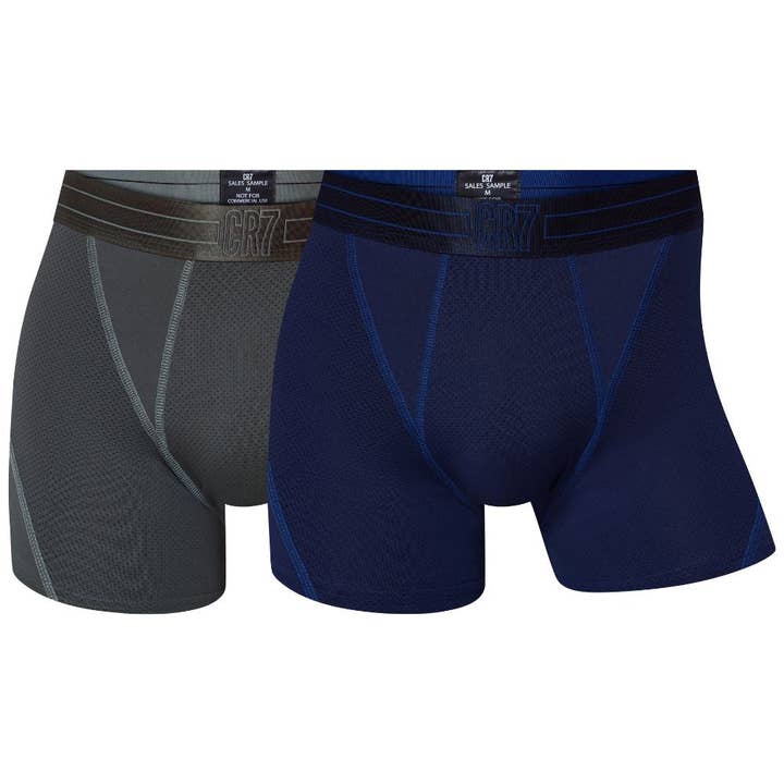 Set van 2 boxers CR7 UNDERWEAR – Zwart en Grijs | Ademend microvezel voor wholesale door CR7 Underwear