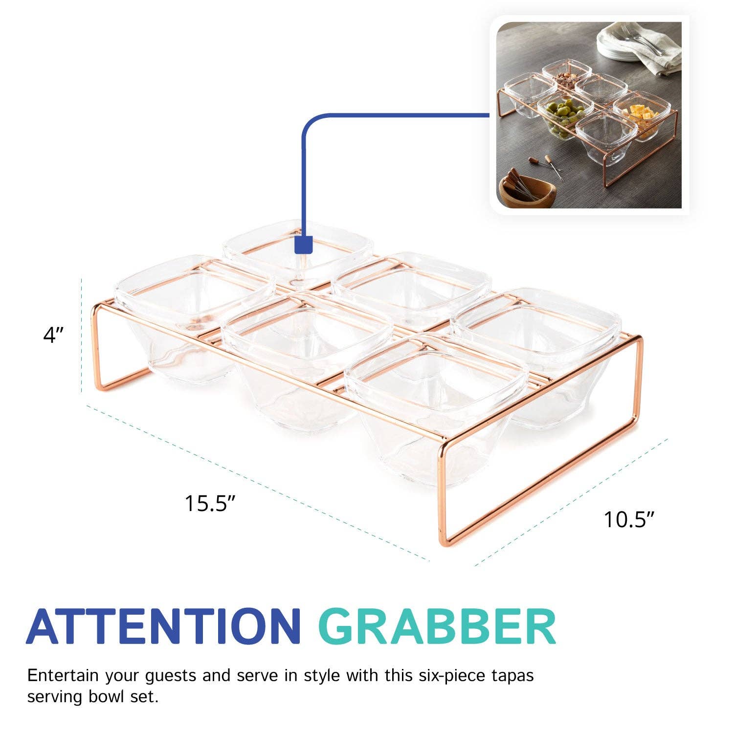 Huang Acrylic - Vente Bol de service - Bols de service à tapas avec support en métal1