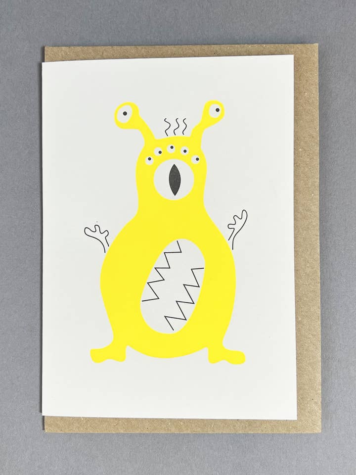 Alien Eight Letterpress Card | 8th Birthday Card for wholesale by Penguin Ink