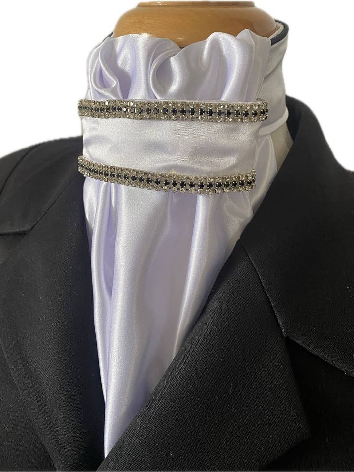 HHD Dressage Euro Stock Tie ‘Marilyn’ with Crystals in Black for wholesale by Heavenly Horse Designs