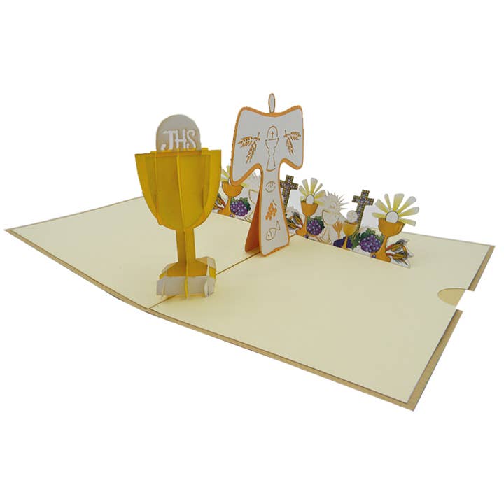 Biglietto Origami SURPRISE Comunione Calice e colomba per la vendita all'ingrosso da parte di RF Distribution