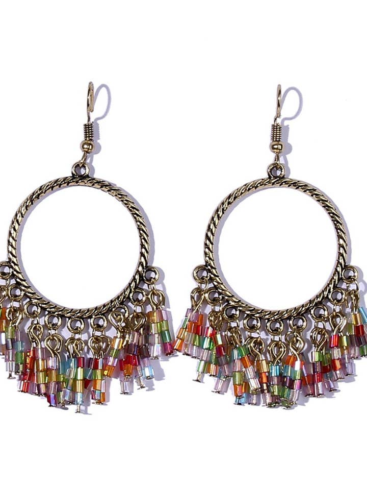 Earwish - Boho Hoop Earrings with Colorful Beaded Fringe for wholesale by Funkyrel® Atzbranding Limited