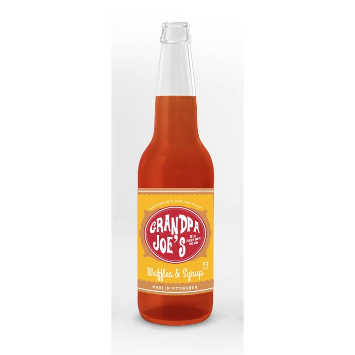 Grandpa Joe's Candy Shop - Wholesale Soda/Carbonated Drink - Grandpa Joe's Waffles & Syrup Soda, 12oz Glass Bottle 12ct