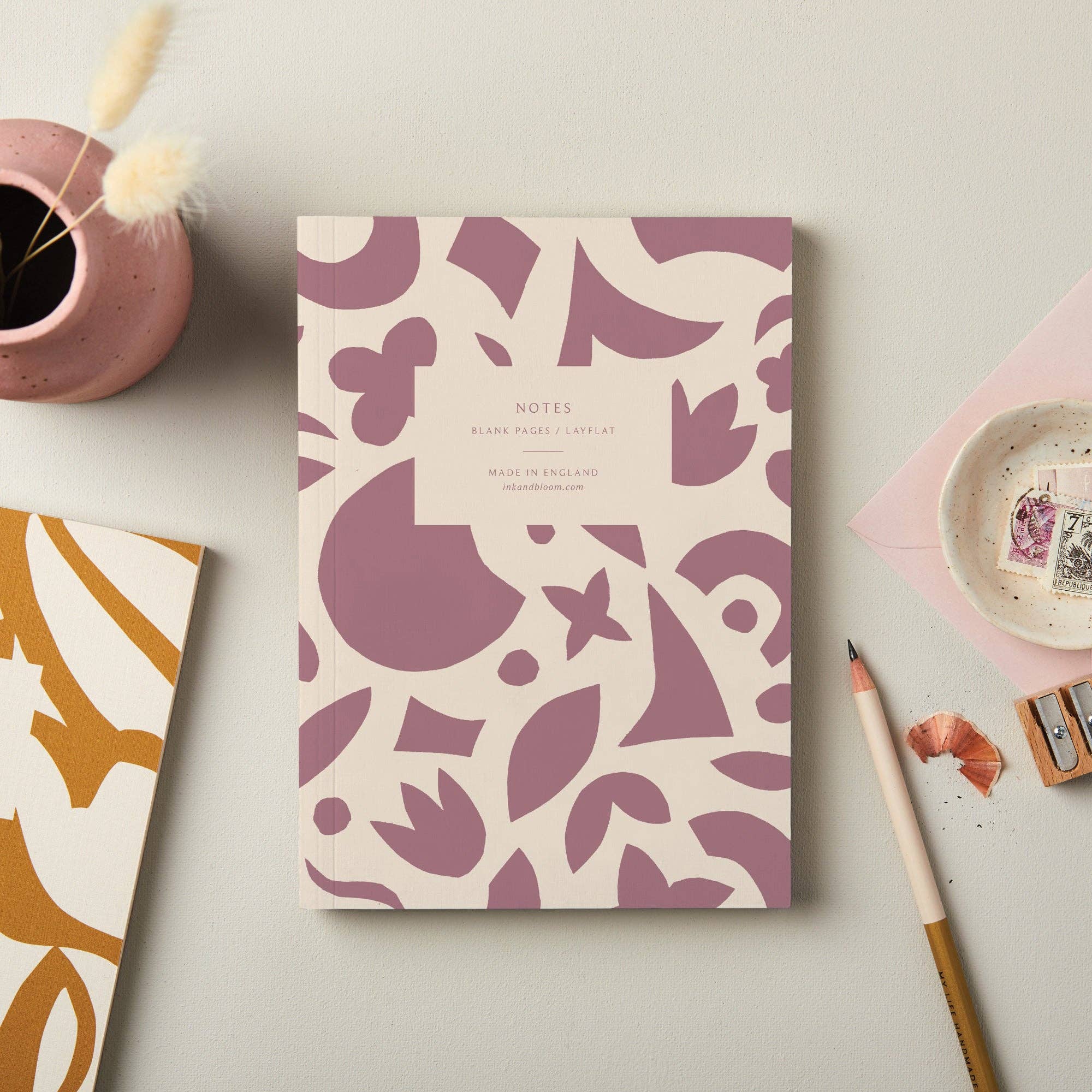 Ink & Bloom - Wholesale Notebook - Layflat Notebook in Purple Papercuts0