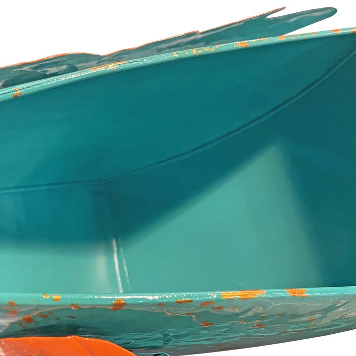 Continental Art Center - Wholesale Plant Pot - XL Colorful Enameled Metal Pink Face Peacock Planter