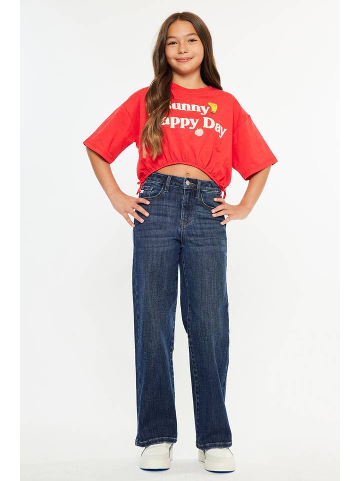 SCURO JEANS A GAMBA LARGA A VITA ALTA YOUTH OPEN PACK-YC20030D in vendita all'ingrosso su Faire