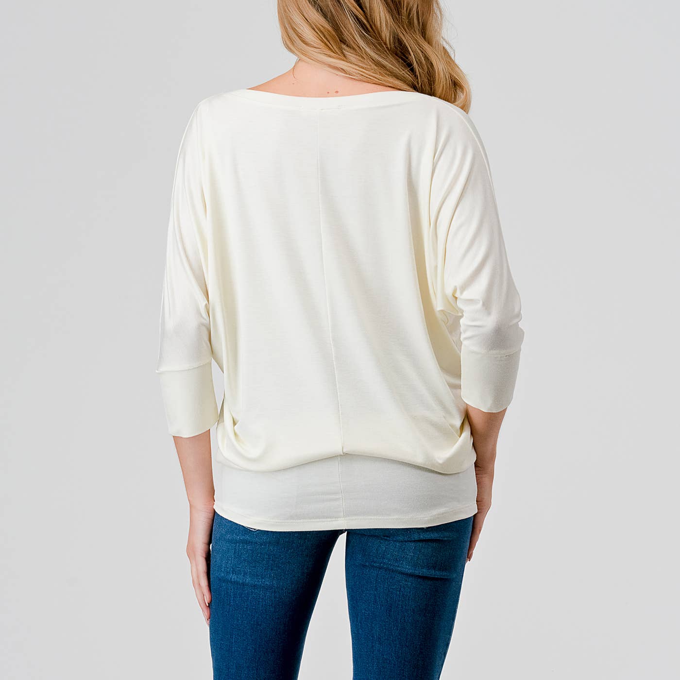 Heimious - Wholesale Knit Top - Women's - 3/4 Dolman Sleeve V-neck Modal Jersey Top, 257335