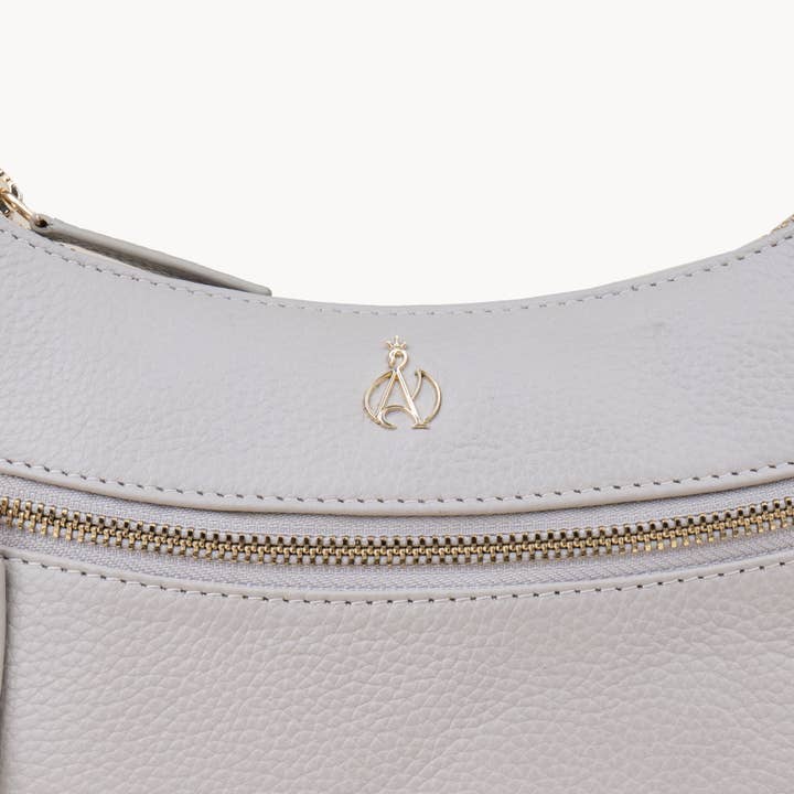 Assots London - Wholesale Crossbody bag – Women's - 'SALLY' Ice Grey Pebble Grain Real Leather Crossbody Bag2