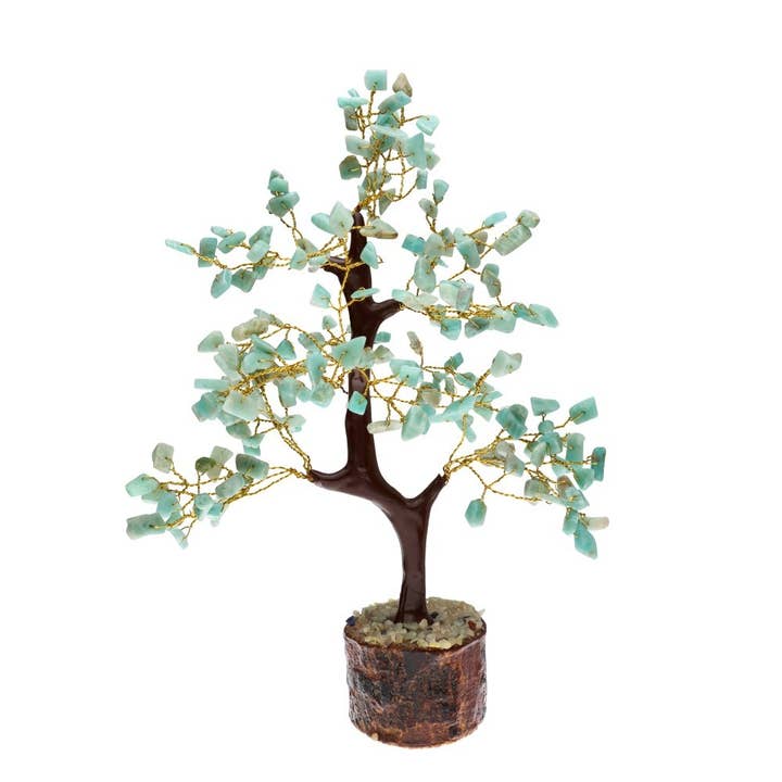 Small Amazonite Tree with Wooden Base for wholesale by Vives de la Cortada S.L
