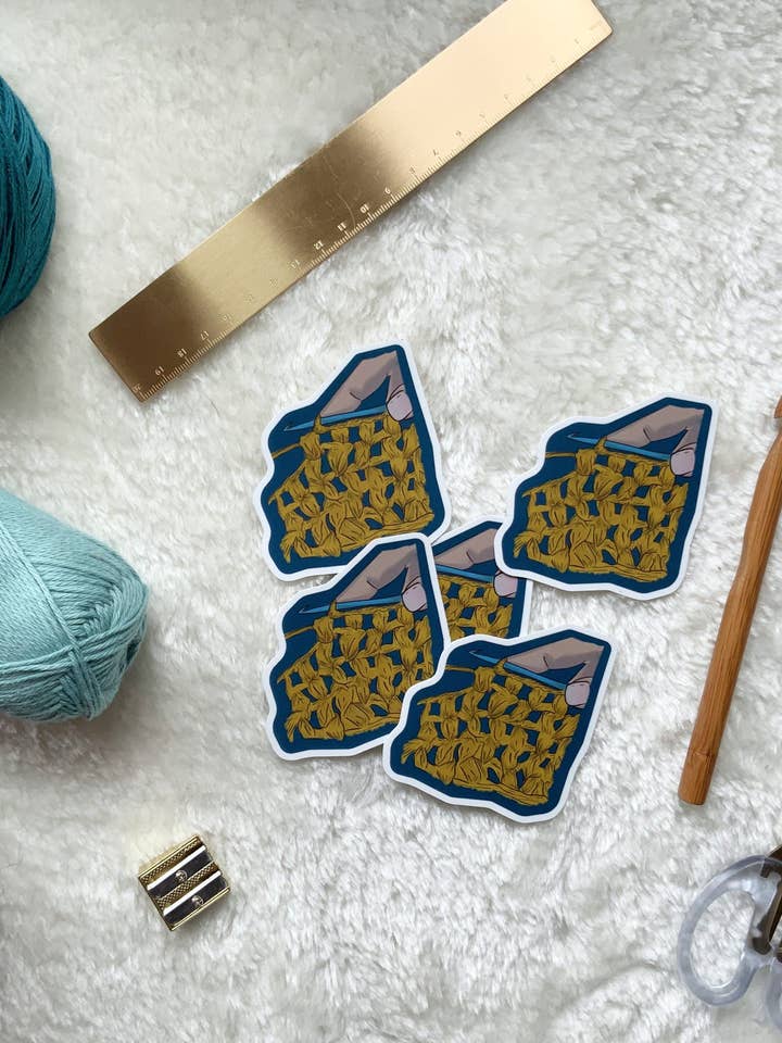 crochet swatch vinyl sticker for wholesale by of books & hooks
