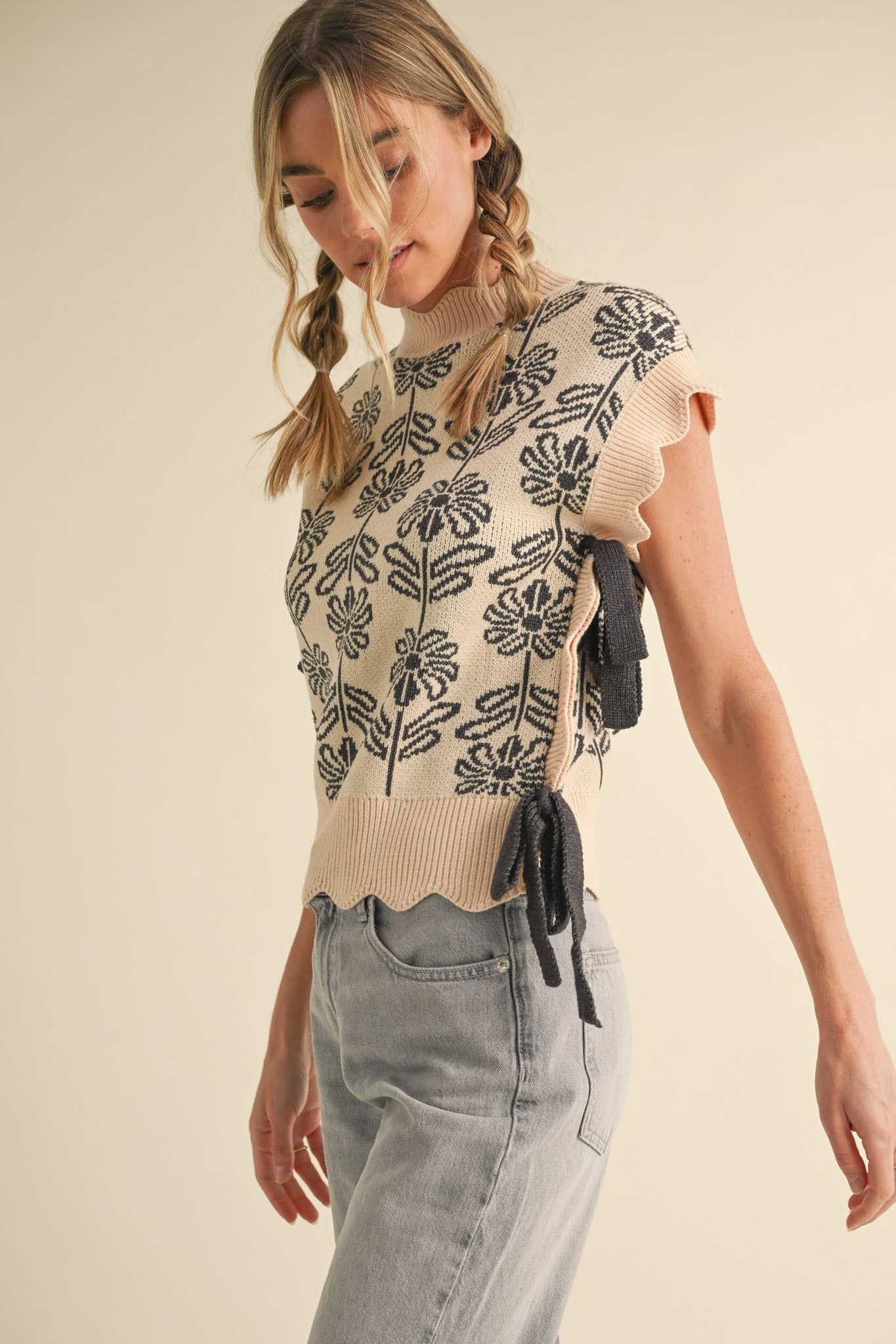 &MERCI – wholesale Tröjväst – Dam – MOCKNECK BLOMMIG TRÖJVÄST MSW10743108