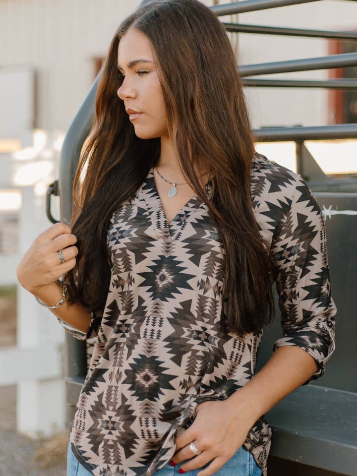 Sterling Kreek - Wholesale Blouse - Women's - Aztec Shadow Top4