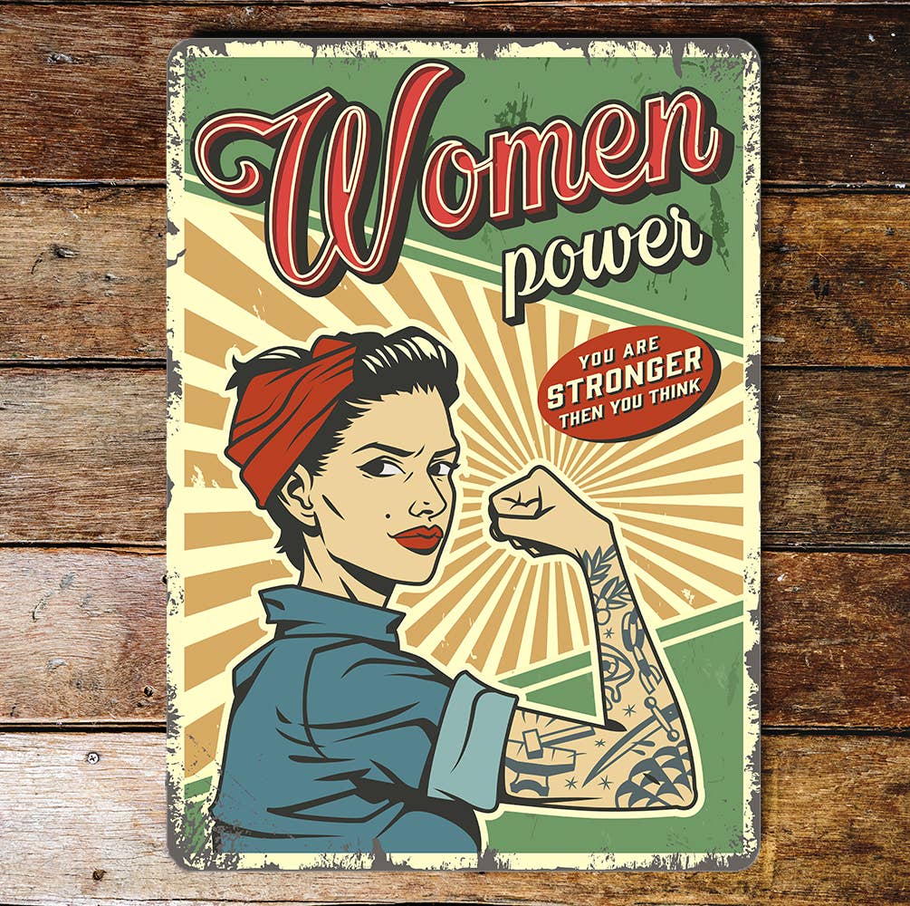 The British Metal Signs Company – wholesale Sign – Retro Women Power Metal Wall Sign0