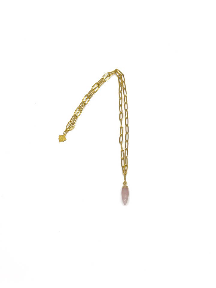 Chaîne Pure Jewels Quartz Rose Trombone pour la vente par samsara collection