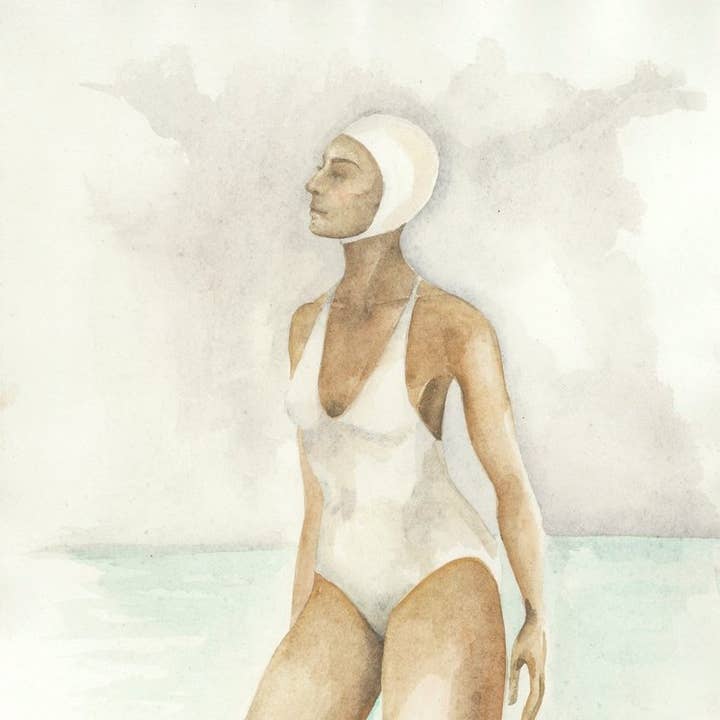 Cards, Swimmers White Suit for wholesale by Fiona Chivers