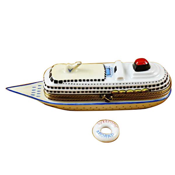 Hand Painted Limoges Cruise Ship with Lifebuoy for wholesale by Rochard