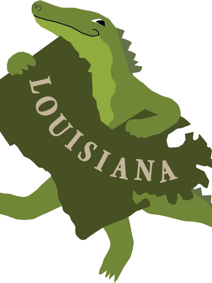 I Love Louisiana Alligator bumper sticker for wholesale by Glad Dog Cards