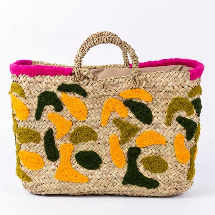 Artisanal Moroccan Straw Tote - Hand-Embroidere for wholesale by King Of Handmade