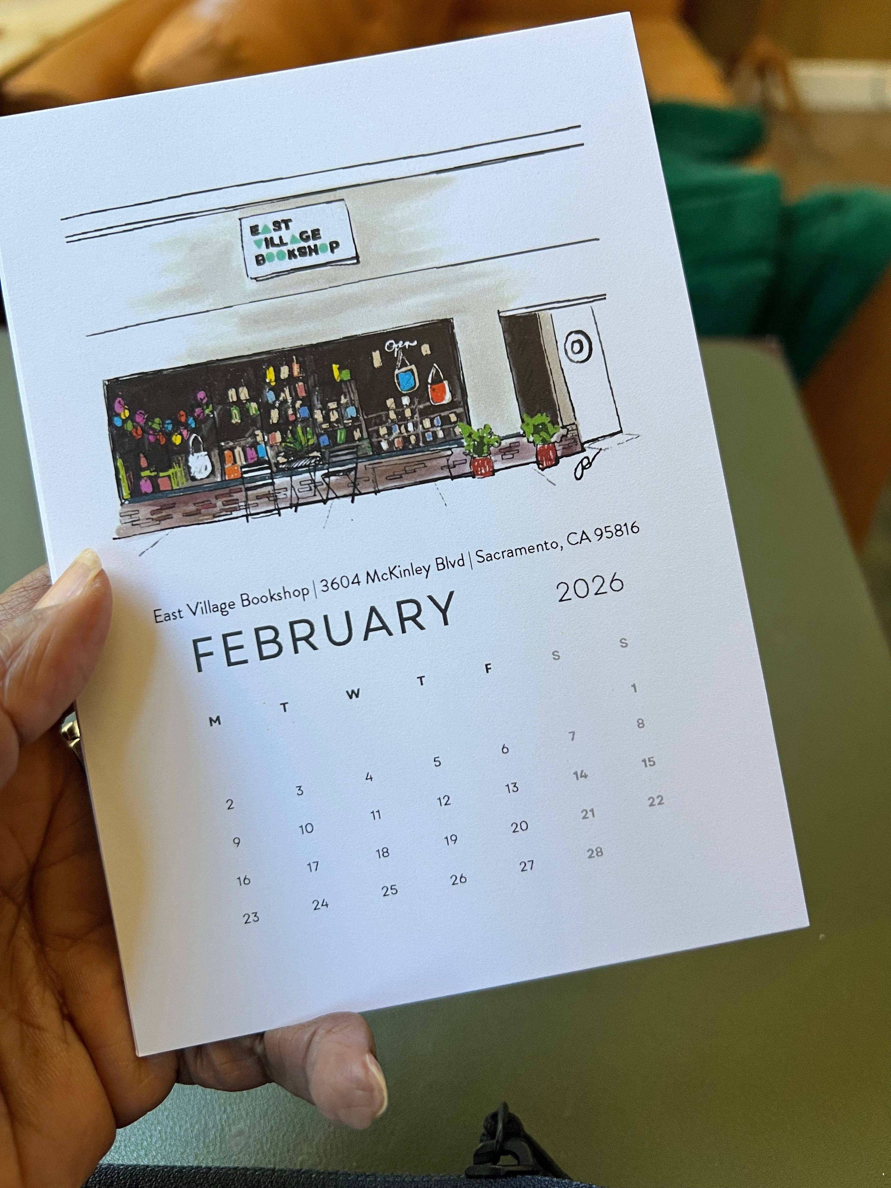 PriyaOriginalsArt - Wholesale Calendar - Bookshops of Sacramento 2026 Desktop Calendar + easel13