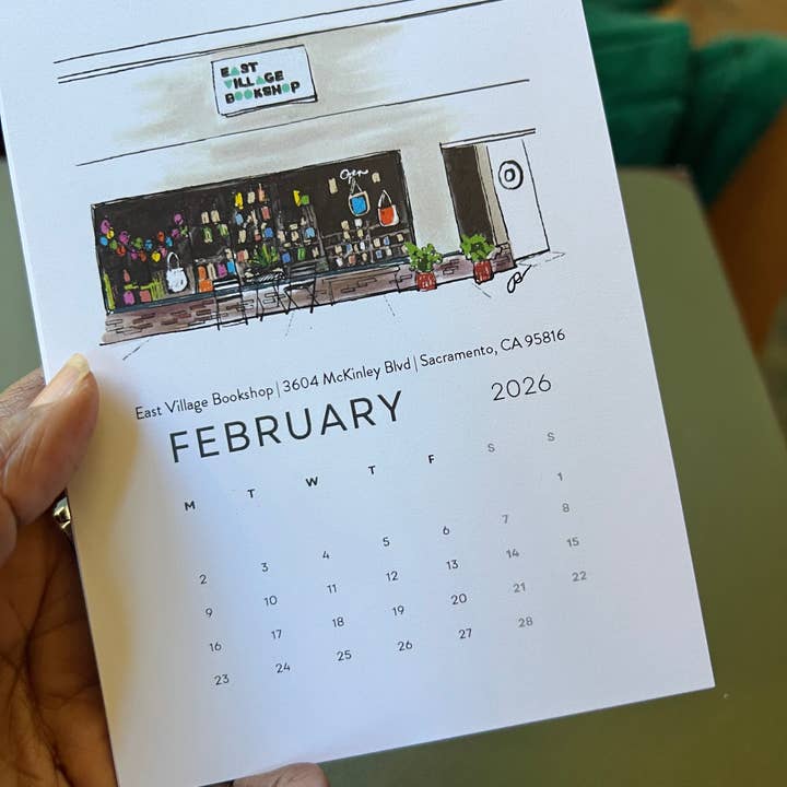 PriyaOriginalsArt - Wholesale Calendar - Bookshops of Sacramento 2026 Desktop Calendar + easel13