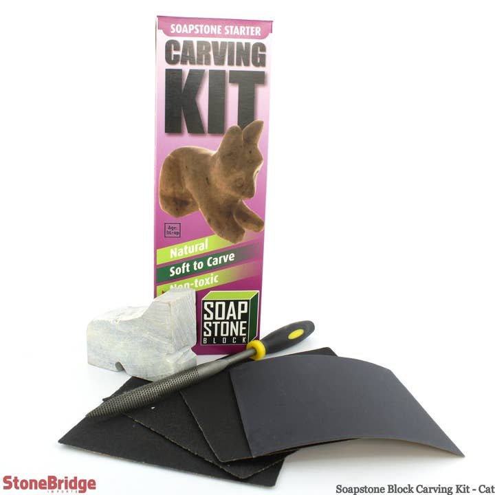 Stonebridge Imports – Großhandel Bastelset – Speckstein-Schnitzset — Katze