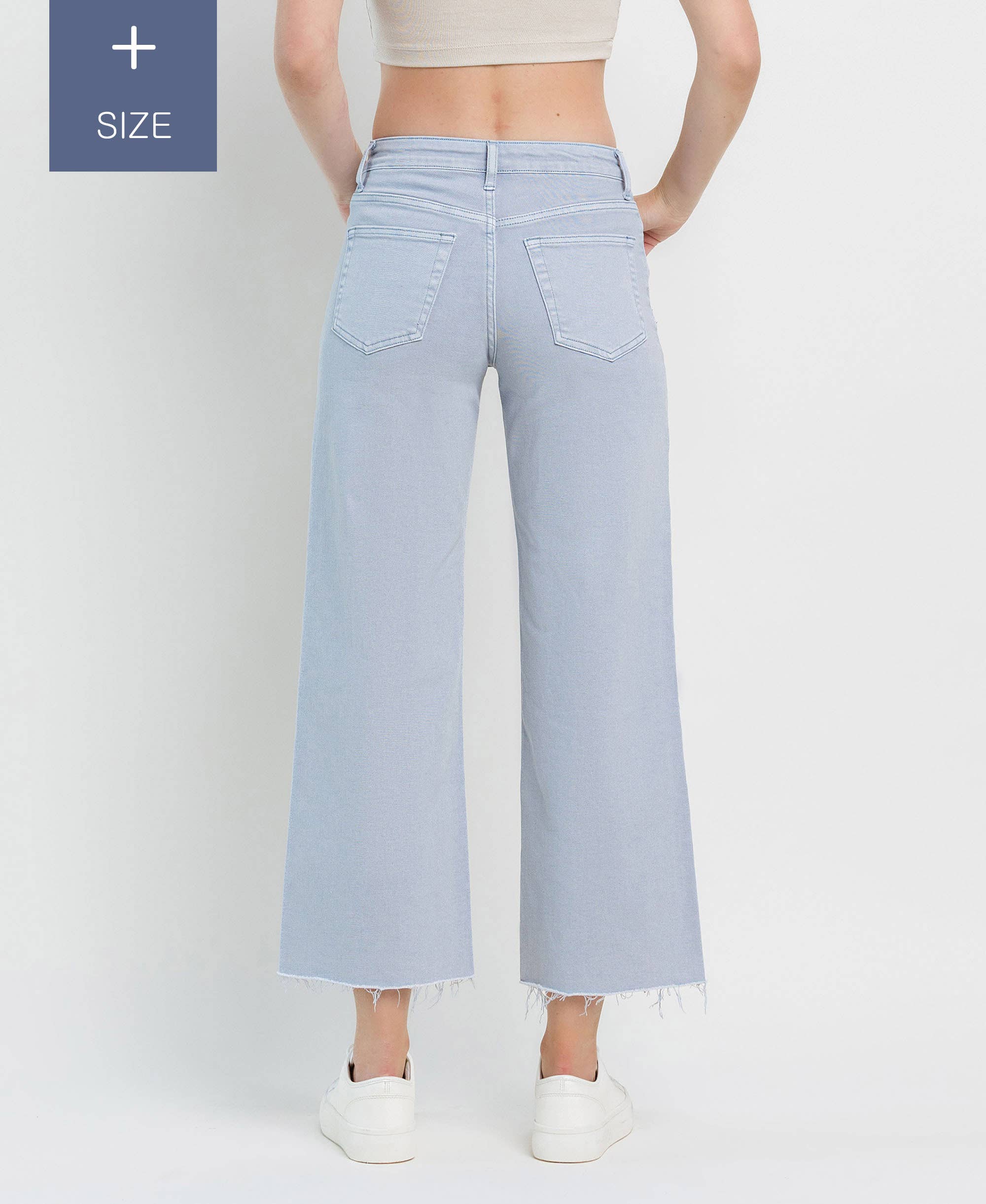 GRAY DAWN PLUS SIZE HIGH RISE CROP WIDE LEG JEANS T5872GRD-P for wholesale on Faire1