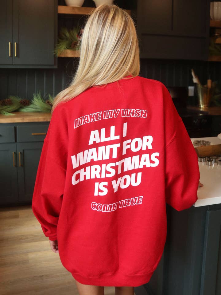 FRIDAY + SATURDAY - Wholesale Graphic Sweatshirt - Women's - F+S: ALL I WANT FOR CHRISTMAS SWEATSHIRT (FRONT + BACK)
