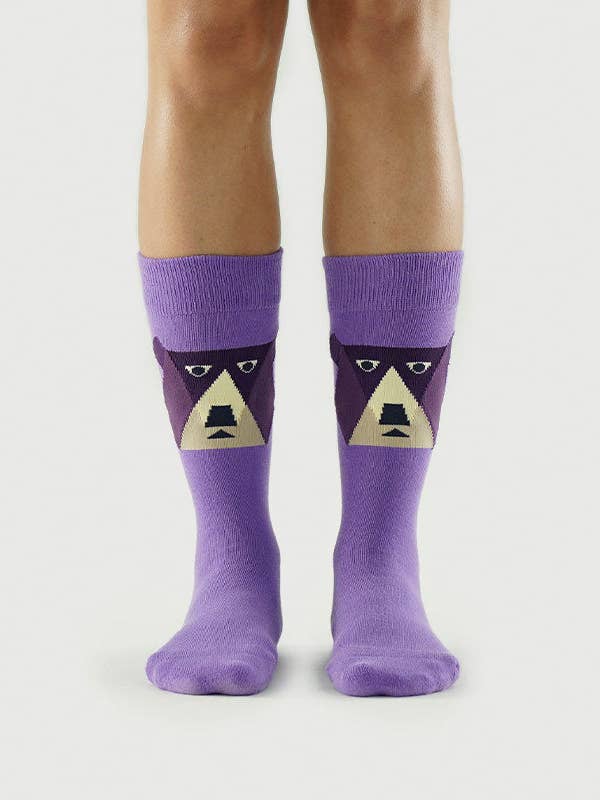 Purple Bear Socks | Semibold Lavender Bear Athleisure Crew Socks for wholesale on Faire1
