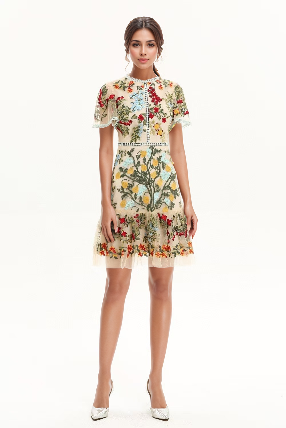 Färg som bilder DR680Y sjöjungfruklänning med broderade vattenlösliga blommor för wholesale på Faire1