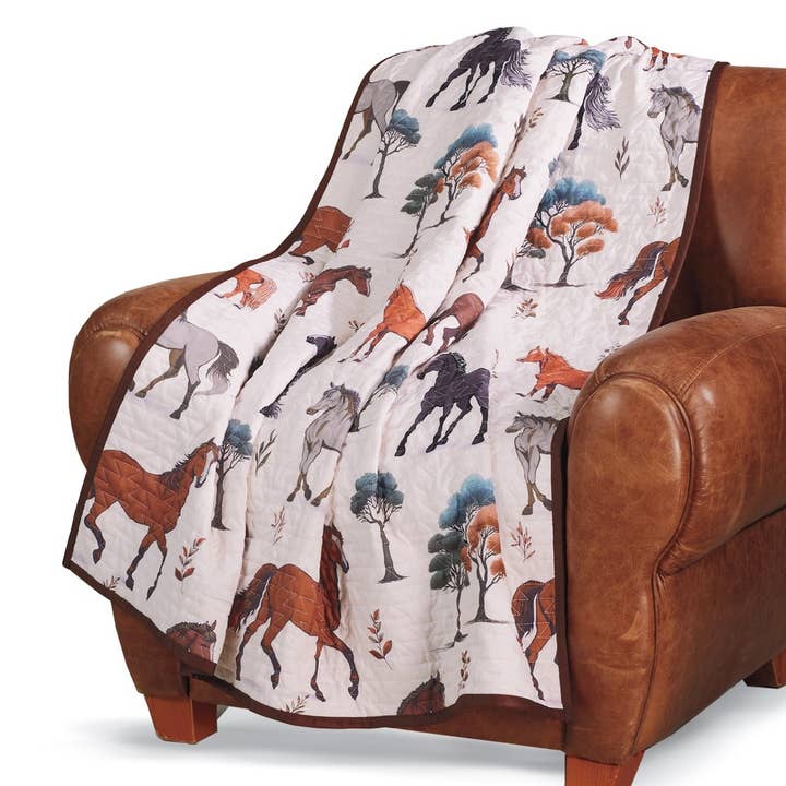 Quilt Throw Blanket Horse Field for wholesale by Back in the Saddle