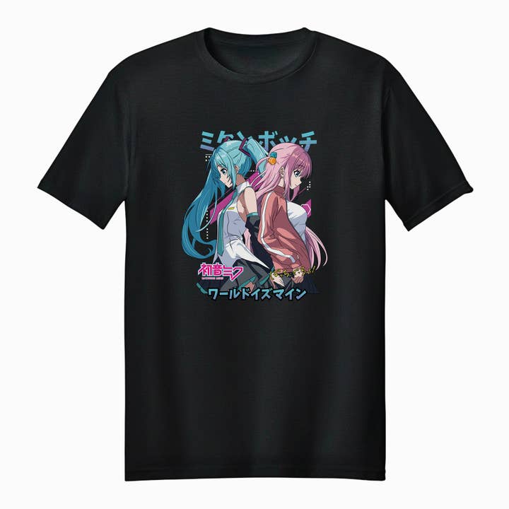 Maglietta unisex per adulti duo Vocaloid Miku & Sakura Miku per la vendita all'ingrosso da parte di Fundom