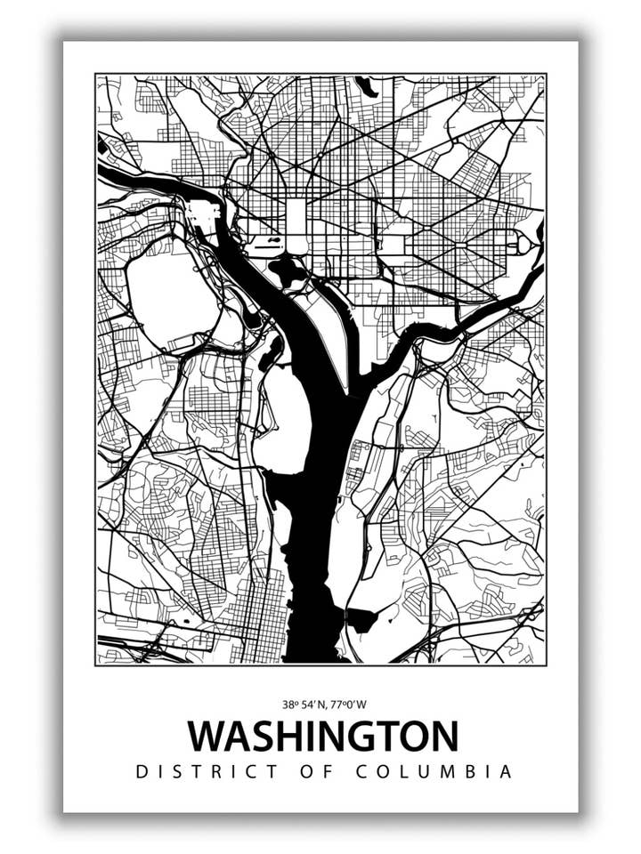Mappa di Washington per la vendita all'ingrosso da parte di Stanley Print House