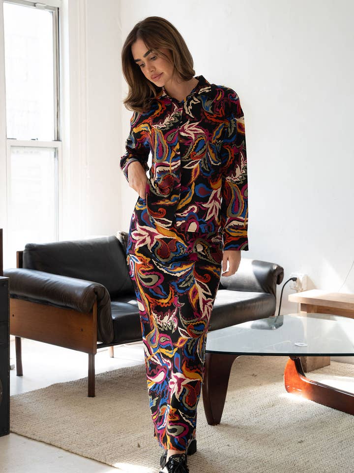 Falda sin cordones con estampado de cachemir multicolor para venta al por mayor de Mima Rosso