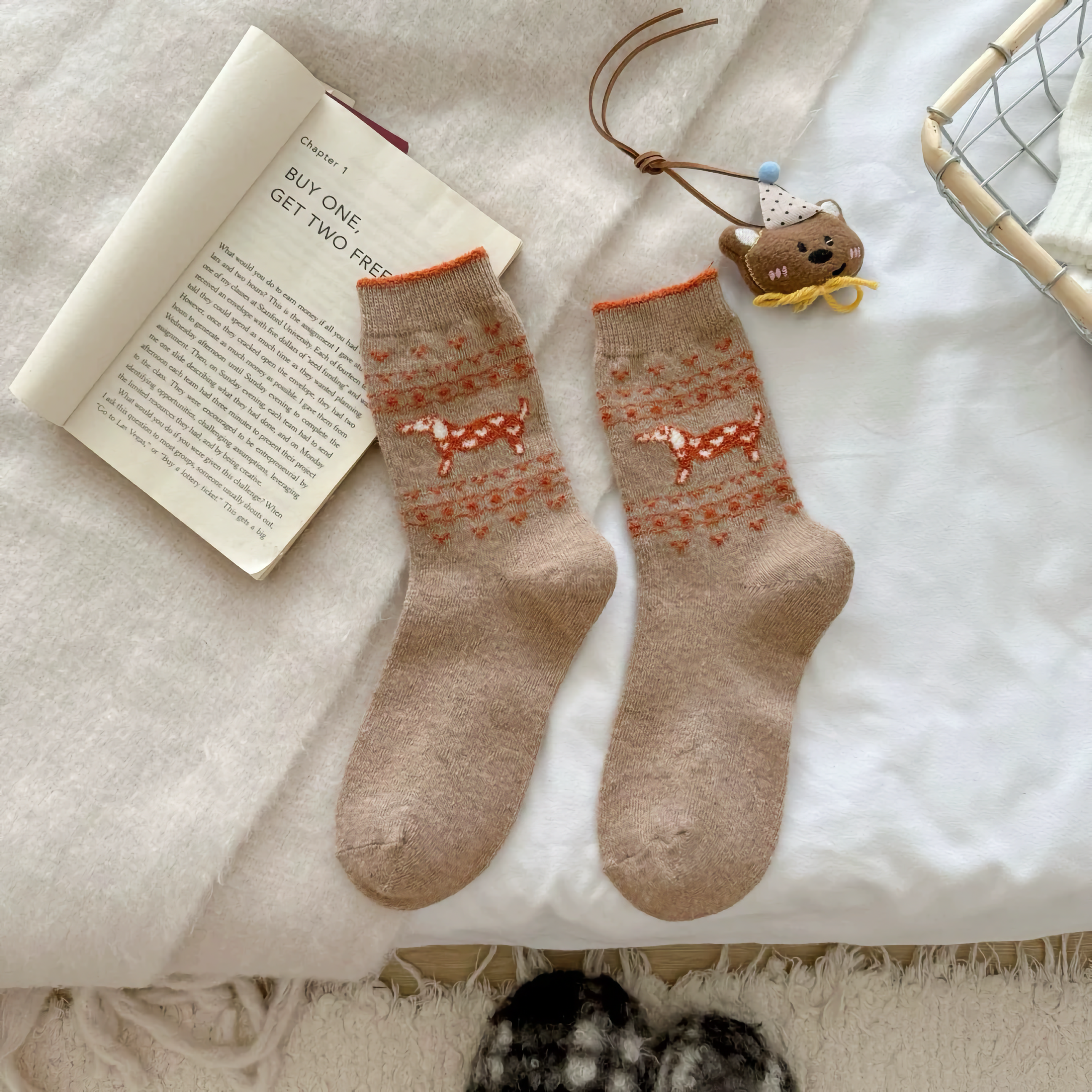 Happy Knits - Wholesale Socks - Women's - Women's Wool Socks - Warm Dachshund Pattern Winter Socks2