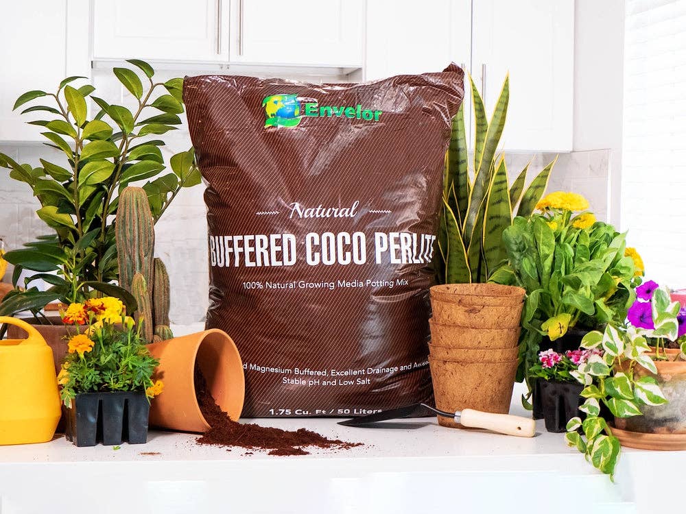 Coir Tan Buffered Coco Perlite Grow Media 50 Liters Bag for wholesale on Faire2