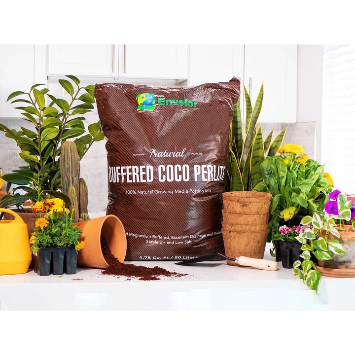 Coir Tan Buffered Coco Perlite Grow Media 50 Liters Bag for wholesale on Faire2