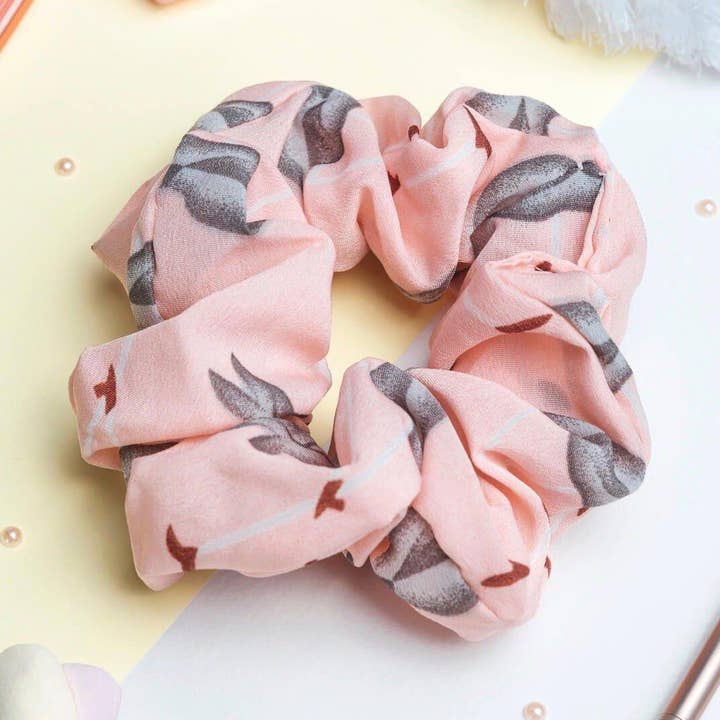 Pink Patterned Fabric Scrunchie - Estelle for wholesale by Adopte un Chouchou