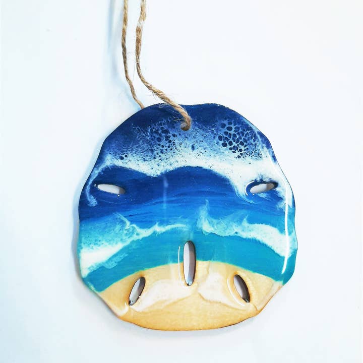 JEMS of the Sea - Wholesale Ornament - Sand Dollar Christmas Ornament - Handmade Resin & Wood2