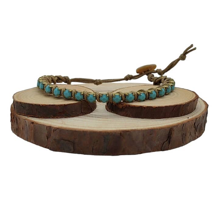 Crystal Chain Bracelets Medium - Turquoise for wholesale by QUÉ MÁS JEWELS