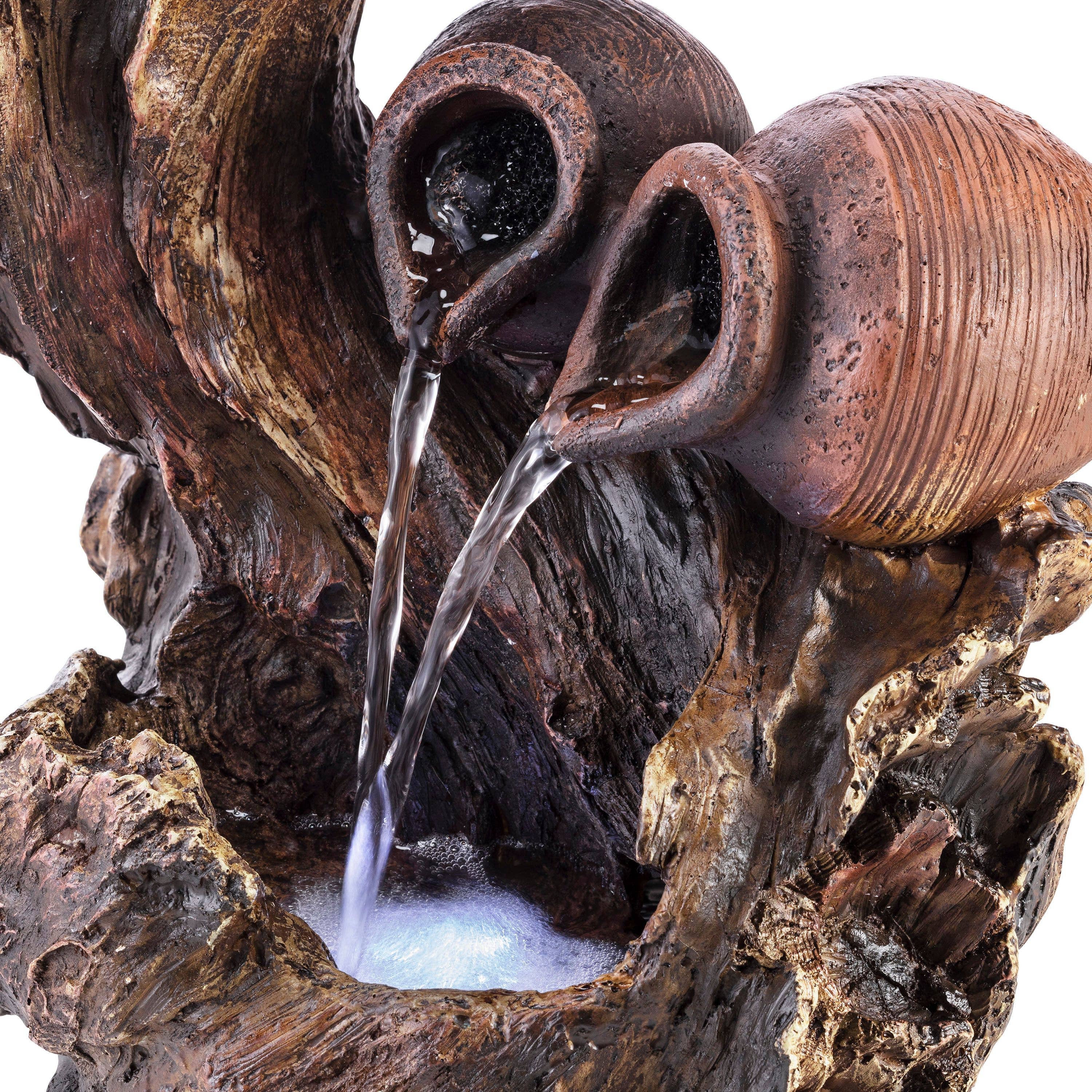 Alpine Corporation - Wholesale Decorative Tabletop Object - Alpine Corporation Two Jars on Tree Branch Tabletop Fountain10