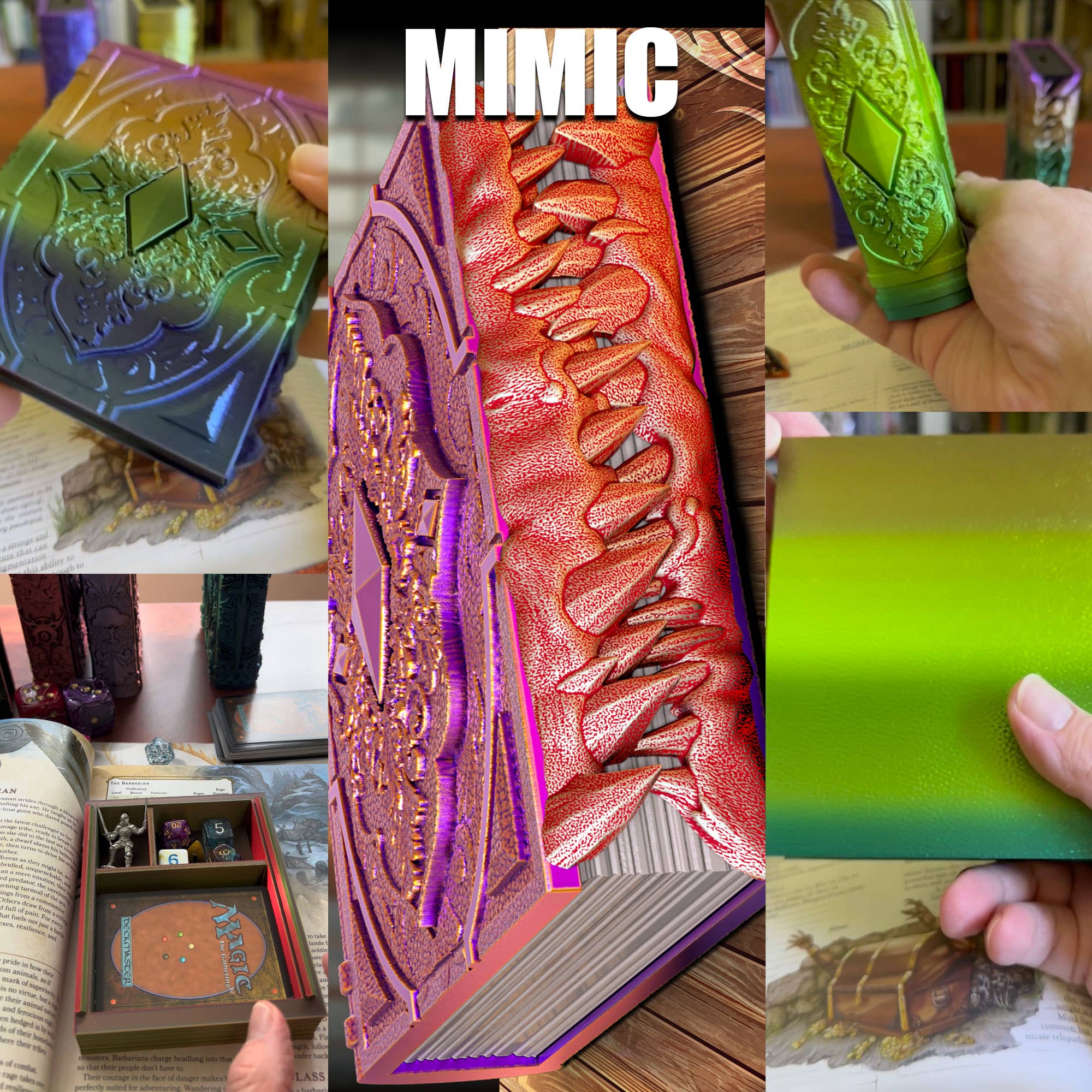 American Carver LLC - Wholesale Dice - Mimic Storage Tome for TTRPG, MTG, Pokemon, D&D Gaming!1