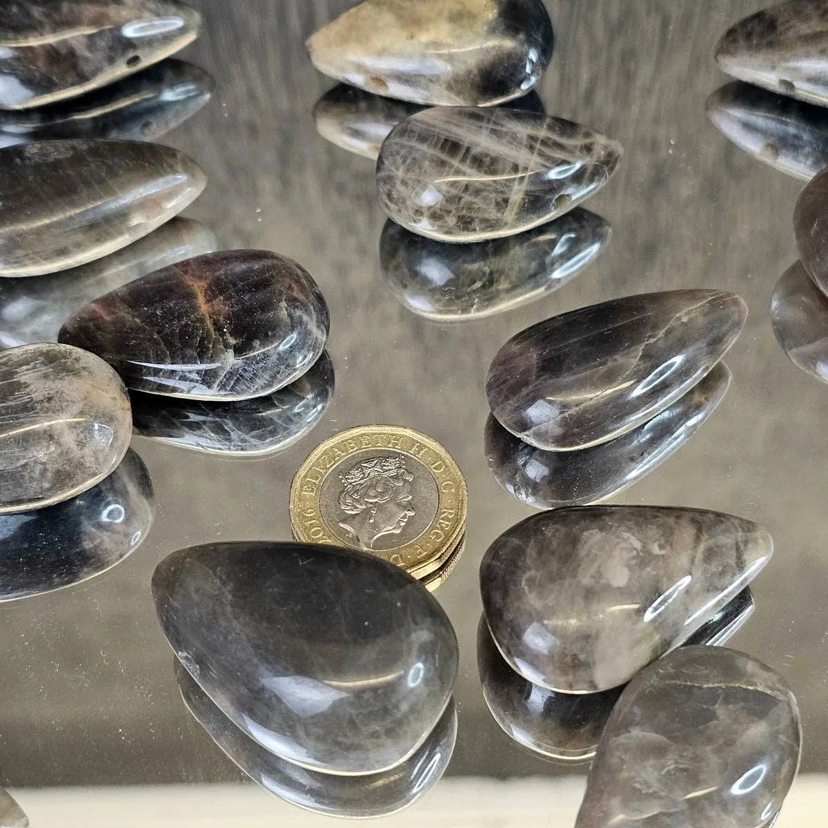 Distinction Crystals – wholesale Spiritual stone/crystal – Black Moonstone Crystal Drilled Cabochons2