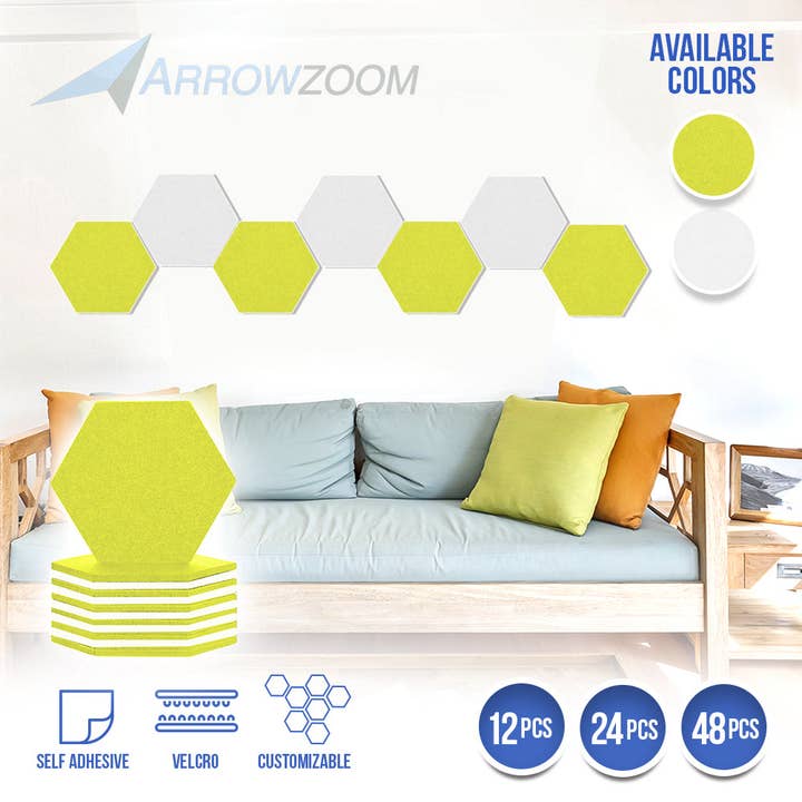 Hexagon Filtväggpanel Gul & Vit KK1224 för wholesale av Arrow Zoom Limited