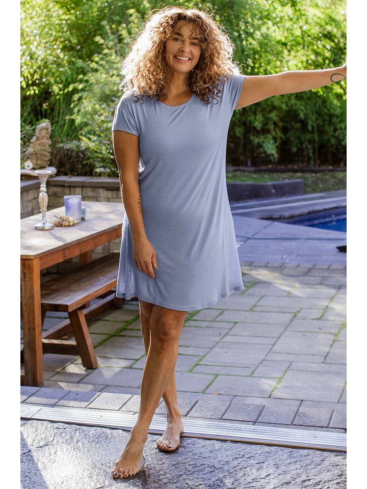 YALA – Camisa de noite – Mulher por atacado – CAMISOLA DE BAMBU DE GRANDES DIMENSÕES COM MANGA DE BONÉ PENELOPE6