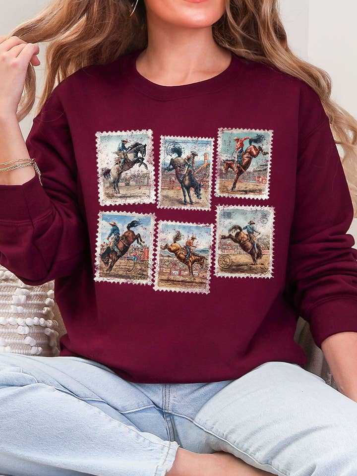 Rodeo Stamps Heavy Blend Crew Sweatshirt for wholesale by Wholesale Accessory Market