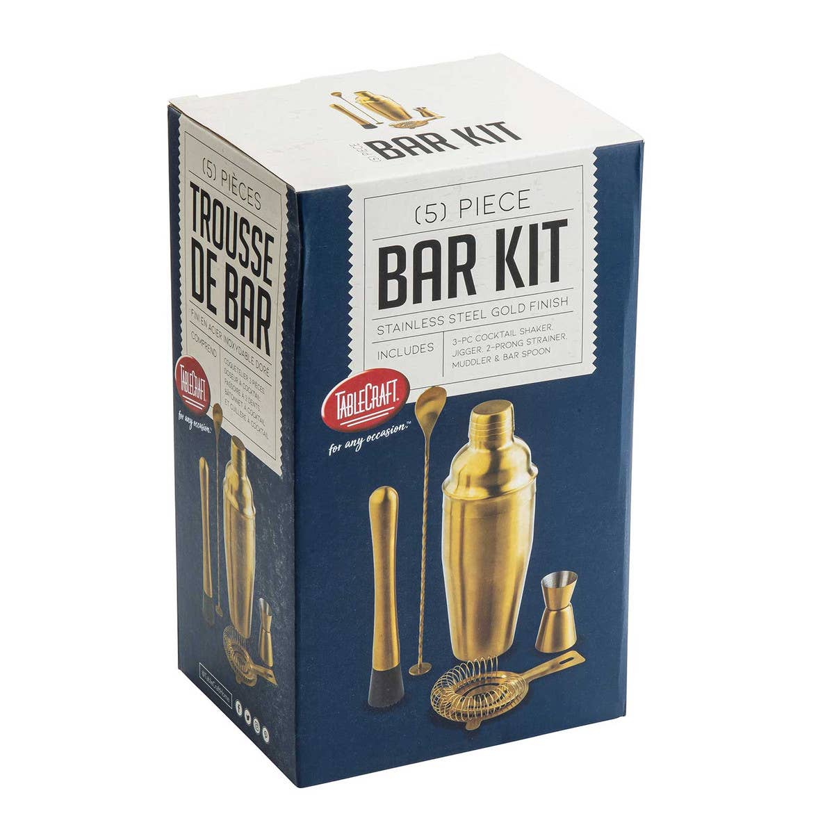 TableCraft Products Company - Wholesale Bar Tool - 5-Piece Bar Kit, Gold PVD Stainless Steel1