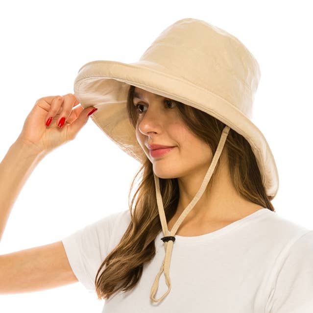 Sombrero de lona plegable con protección solar y cordón para la barbilla para venta al por mayor de DNMC