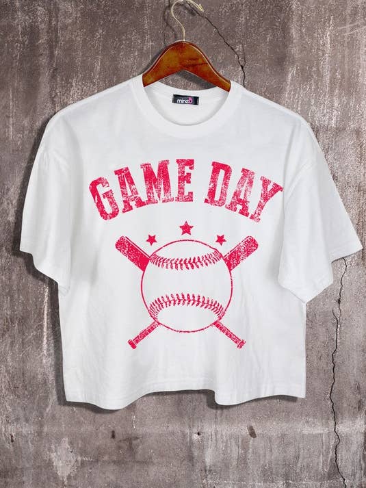 MINEB - Wholesale Screen Printed T-Shirt - Women's - Game Day Baseball Crop Top2