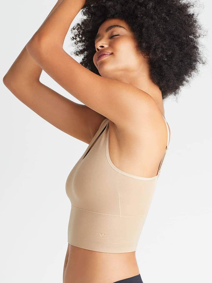 Almond Claudia Longline Bra Top w/ Removable Pads for wholesale on Faire